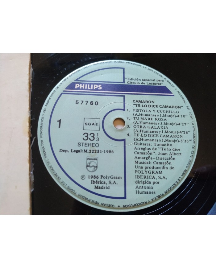 Camaron de la Isla Te Lo Dice Camaron 57760 Philips 1986 LP Vinilo 12" G+/G+ Mb