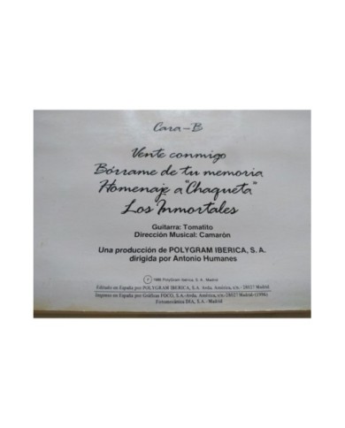 Camaron de la Isla Te Lo Dice Camaron 57760 Philips 1986 LP Vinilo 12" G+/G+ Mb