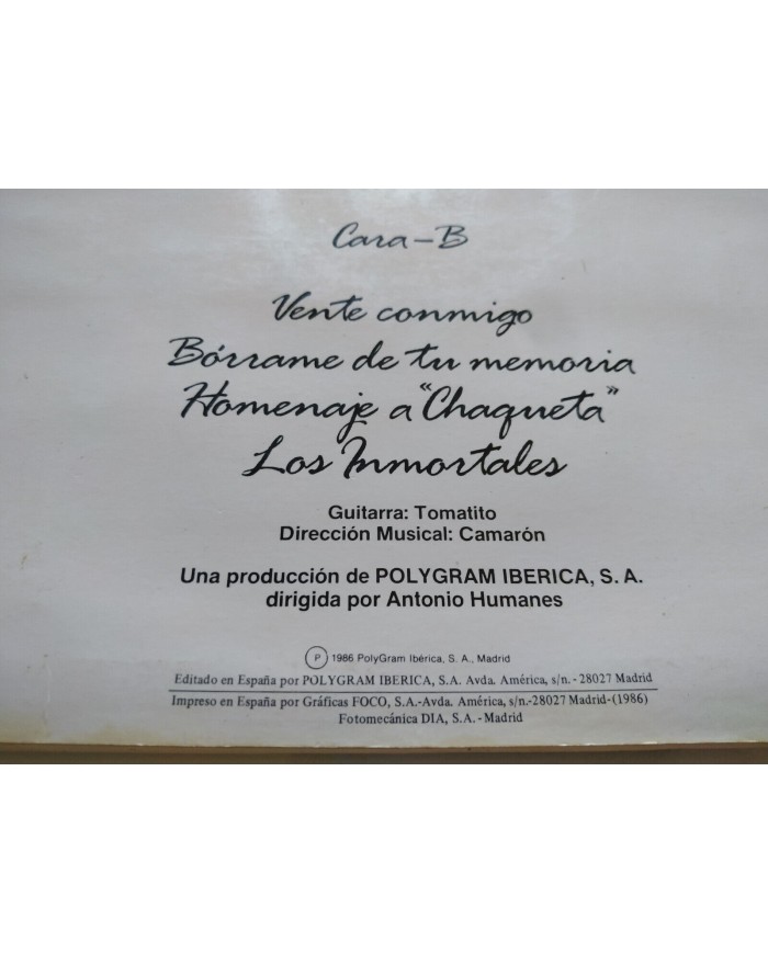 Camaron de la Isla Te Lo Dice Camaron 57760 Philips 1986 LP Vinilo 12" G+/G+ Mb