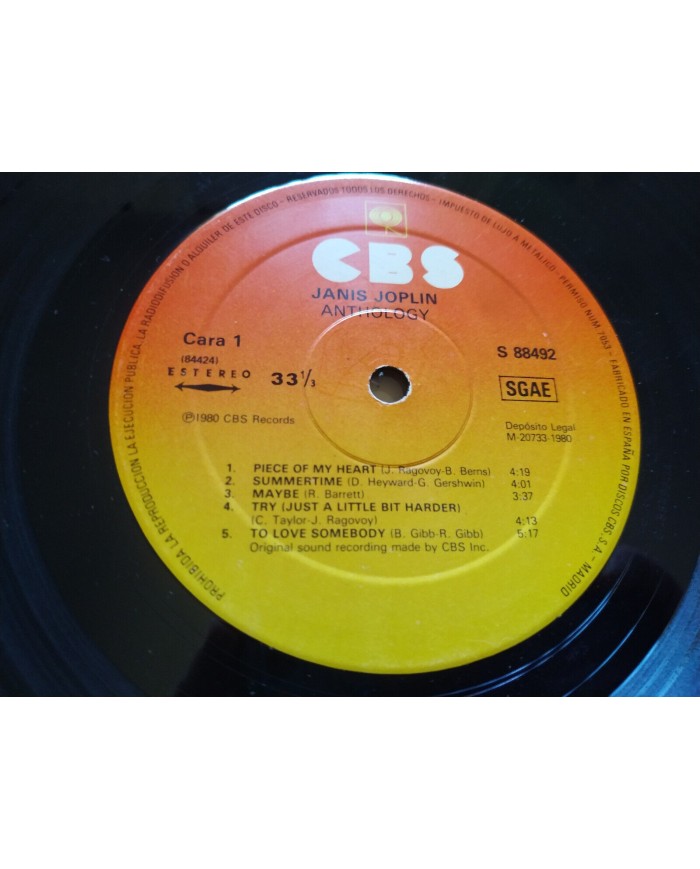 Janis Joplin Anthology 1980 CBS First Press S88492 - 2 x LP Vinilo 12" G+/G+ Mb