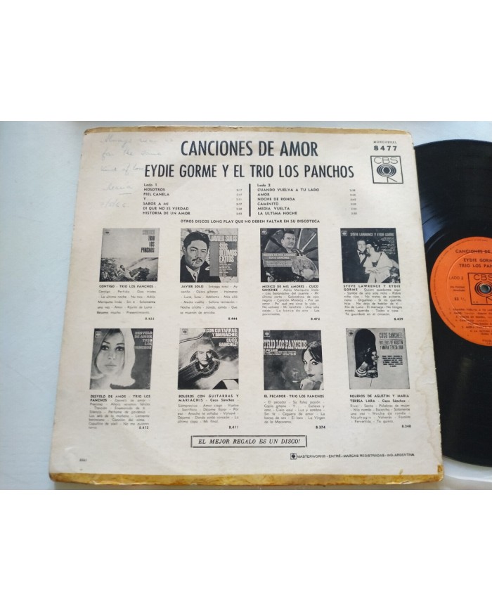 Eydie Gorme Trio Los Panchos Canciones De Amor 1966 CBS 8477 LP Vinilo 12" G+/G+
