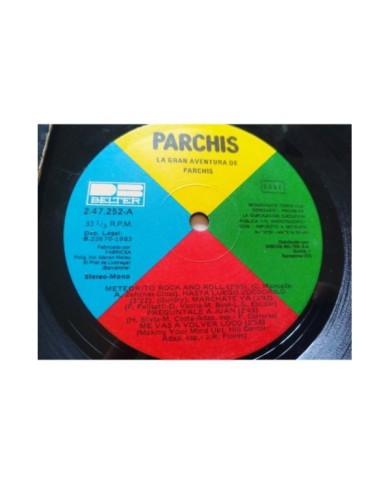 Parchis La Gran Aventura de Parchis Banda Sonora Belter 1983 LP 12" Vinilo VG/VG