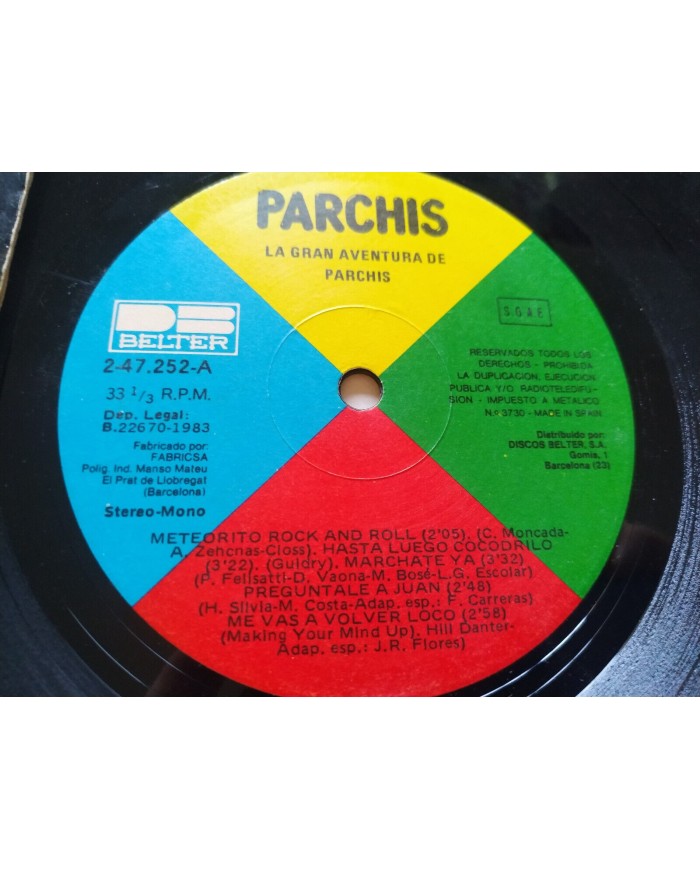Parchis La Gran Aventura de Parchis Banda Sonora Belter 1983 LP 12" Vinilo VG/VG