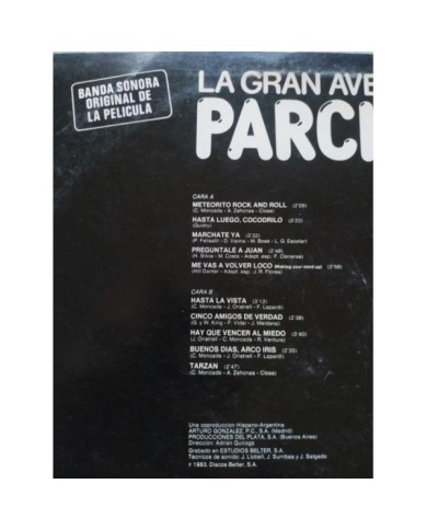 Parchis La Gran Aventura de Parchis Banda Sonora Belter 1983 LP 12" Vinilo VG/VG