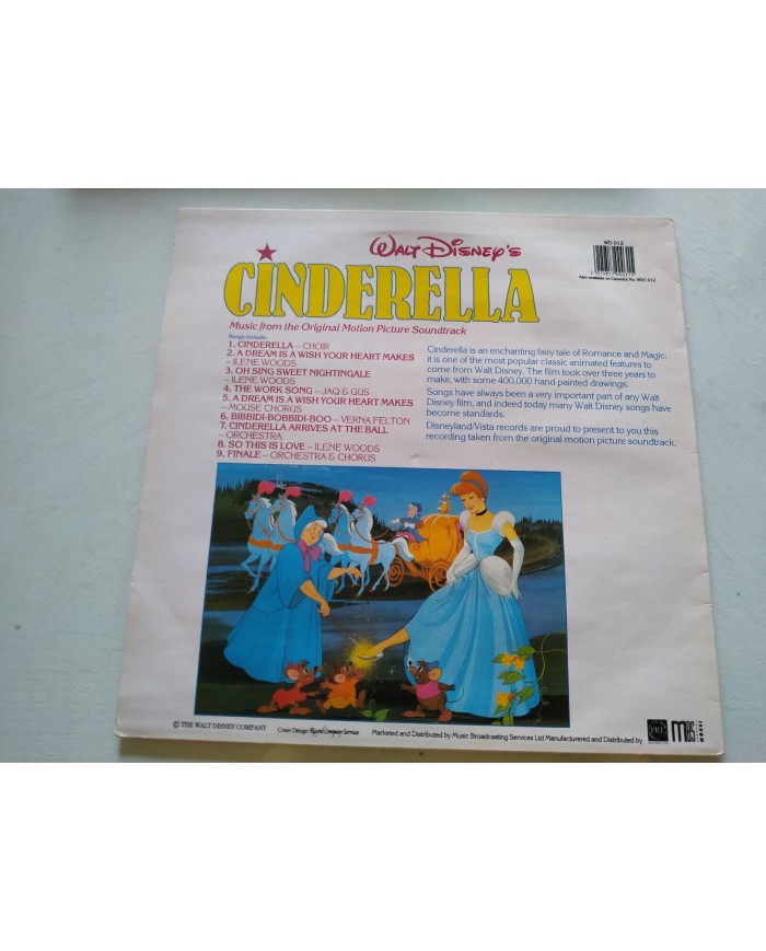 Cinderella Cenicienta Soundtrack V.O. Walt Disney - LP Vinilo 12" VG/VG 3T