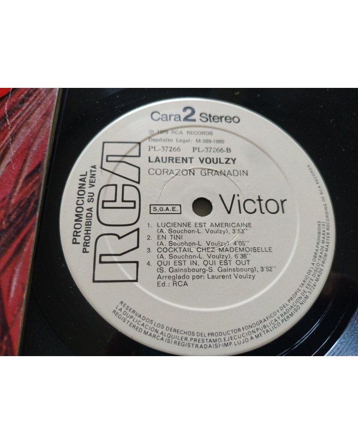 Laurent Voulzy Corazon Granadin RCA Promo PL-37266 1979 - LP 12" Vinilo VG/VG Am