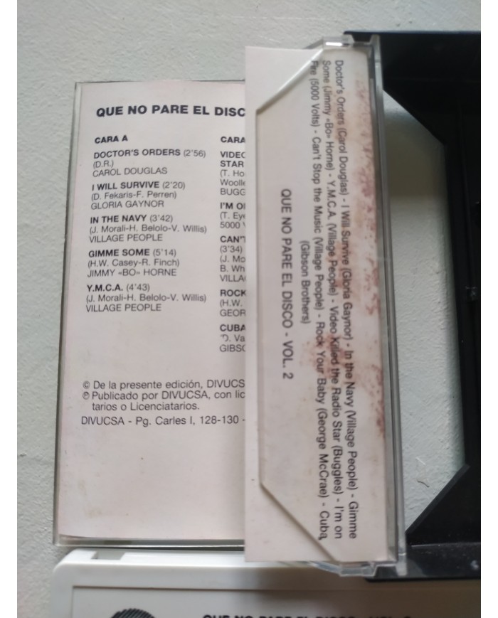 Que No Pare el Disco Vol 2 Gloria Gaynor Village People 1992 Cinta Tape Cassette