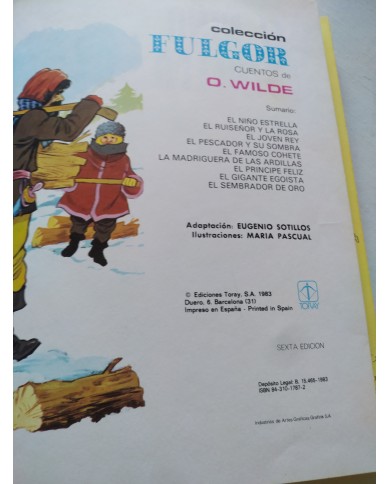 Oscar Wilde Cuentos de Oscar Wilde Toray 1983 - LIBRO Español
