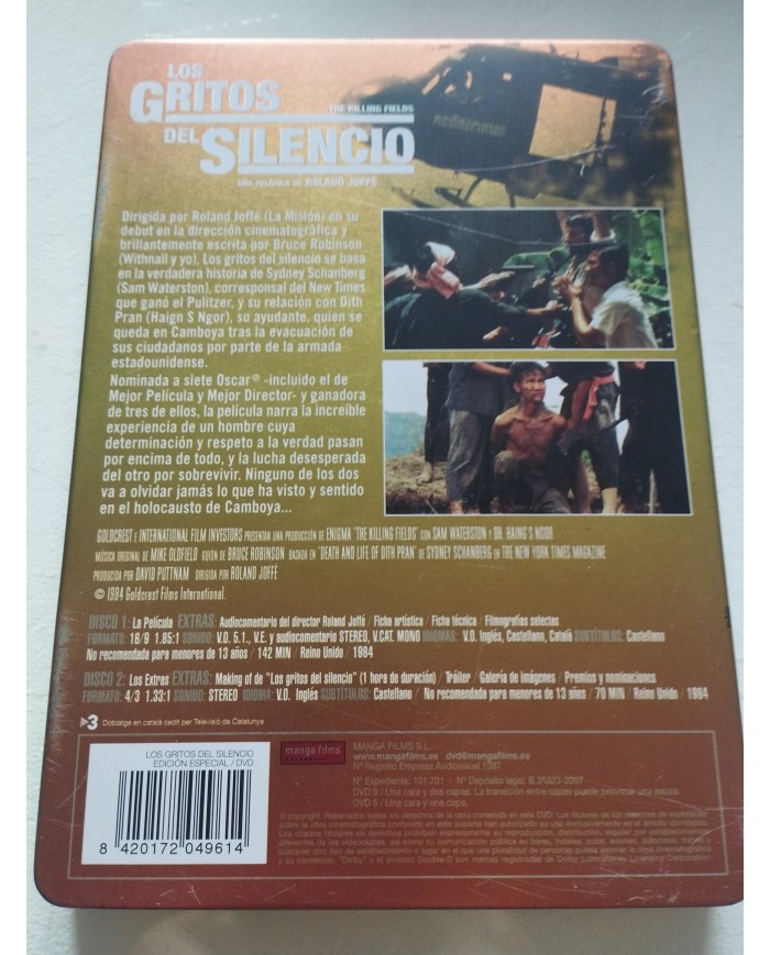 Los Gritos del Silencio Roland Joffe 2 x DVD Steelbook Español Ingles Reg 2