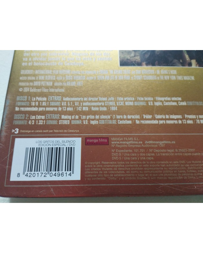 Los Gritos del Silencio Roland Joffe 2 x DVD Steelbook Español Ingles Reg 2