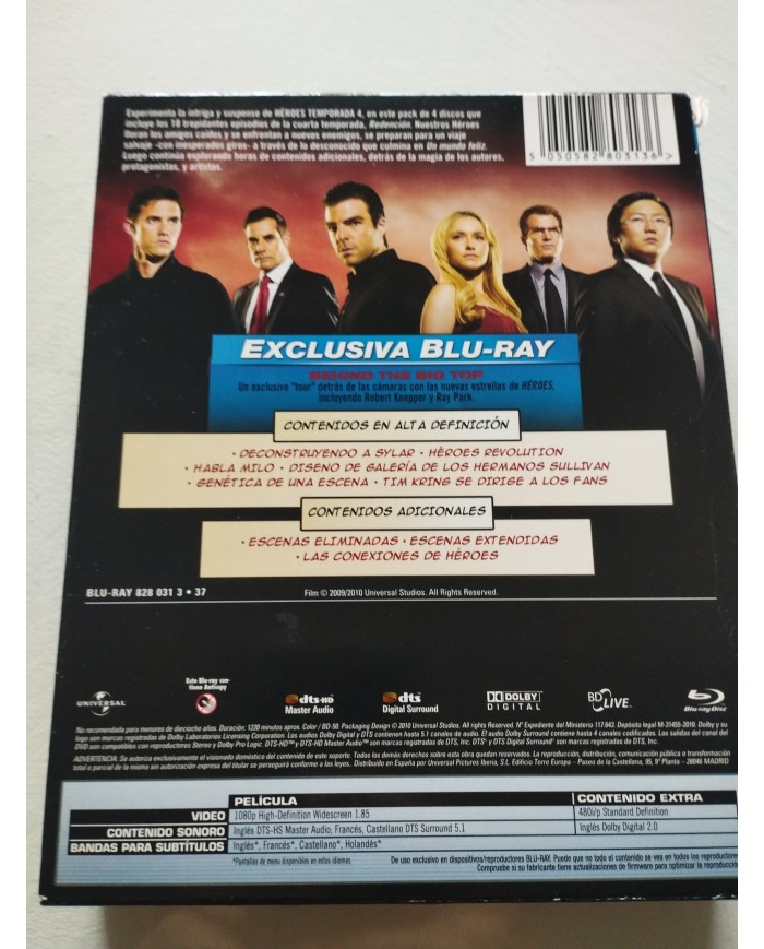 HEROES Temporada 4 - 4 x Blu-Ray Edicion Especial Español Ingles Frances