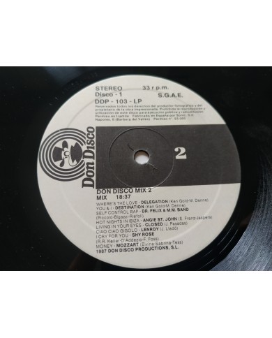 Don Disco Mix 2 Megamix Gino Juanma Stephanelli 1987 - 2 x LP Vinilo 12" VG/VG Don Disco Mix 2 Megamix Gino Juanma Stephanelli 1987 - 2 x LP Vinilo 12" VG/VG