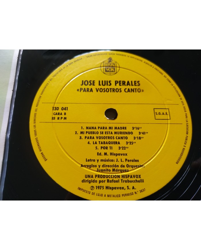 Jose Luis Perales Para Vosotros Canto 1975 Hispavox 130041 - LP Vinilo 12" VG/VG