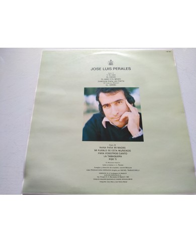 Jose Luis Perales Para Vosotros Canto 1975 Hispavox 130041 - LP Vinilo 12" VG/VG Jose Luis Perales Para Vosotros Canto 1975 Hispavox 130041 - LP Vinilo 12" VG/VG