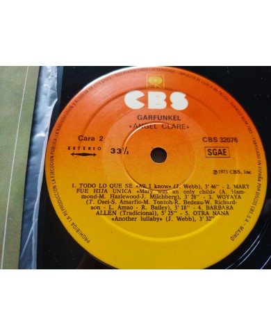 Art Garfunkel Angel Clare CBS 32076 Spain Edition 1973 LP 12" Vinilo VG/VG Art Garfunkel Angel Clare CBS 32076 Spain Edition 1973 LP 12" Vinilo VG/VG