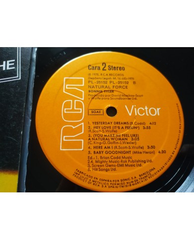 Bonnie Tyler Natural Force Spain Edition 1978 RCA PL-25152 - LP 12" Vinilo VG/VG Bonnie Tyler Natural Force Spain Edition 1978 RCA PL-25152 - LP 12" Vinilo VG/VG