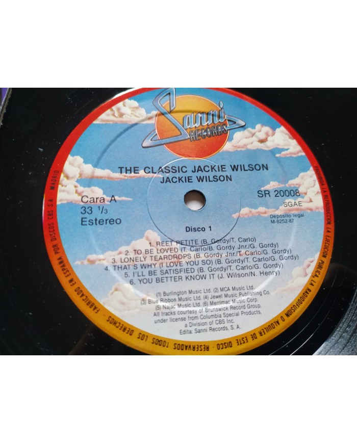 Jackie Wilson The Classic 1987 Sanni SR 20008 - 2 x LP 12" Vinilo VG/VG Am