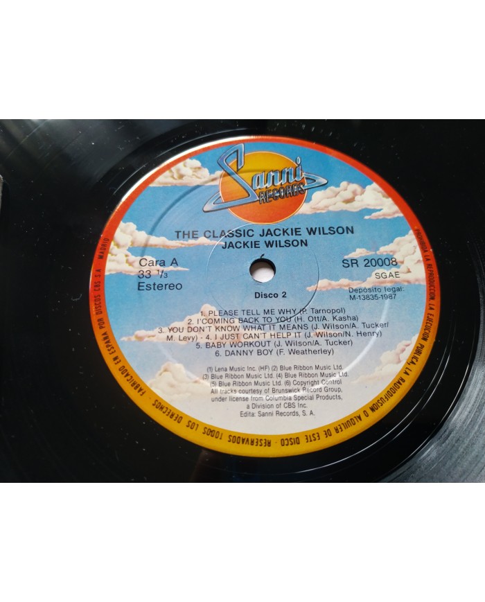 Jackie Wilson The Classic 1987 Sanni SR 20008 - 2 x LP 12" Vinilo VG/VG Am