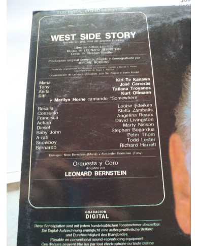 West Side Story Bernstein Carreras Kanawa 1985 - 2 x LP 12" Vinilo VG/VG Am West Side Story Bernstein Carreras Kanawa 1985 - 2 x LP 12" Vinilo VG/VG Am