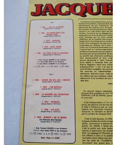 Jacques Brel 1957 Quand On A Que L´Amour 1979 Philips - LP Vinilo 12" VG/VG Jacques Brel 1957 Quand On A Que L´Amour 1979 Philips - LP Vinilo 12" VG/VG