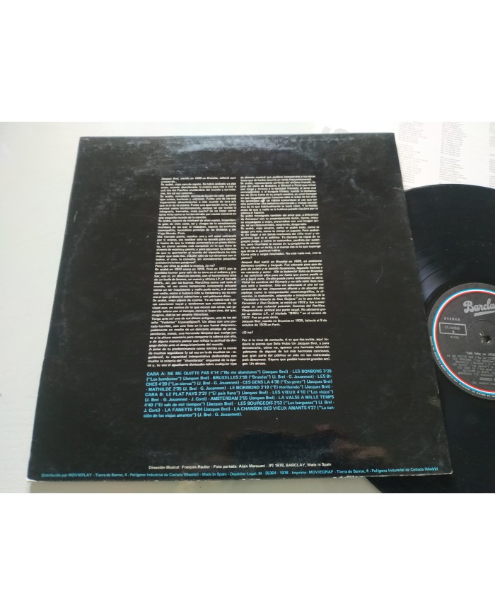 Jacques Brel Solo Hubo Un Brel 1978 Barclay 171418-6 - LP Vinilo 12" VG/VG
