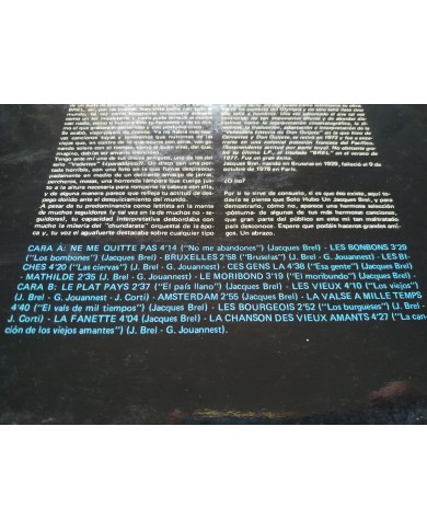 Jacques Brel Solo Hubo Un Brel 1978 Barclay 171418-6 - LP Vinilo 12" VG/VG Jacques Brel Solo Hubo Un Brel 1978 Barclay 171418-6 - LP Vinilo 12" VG/VG