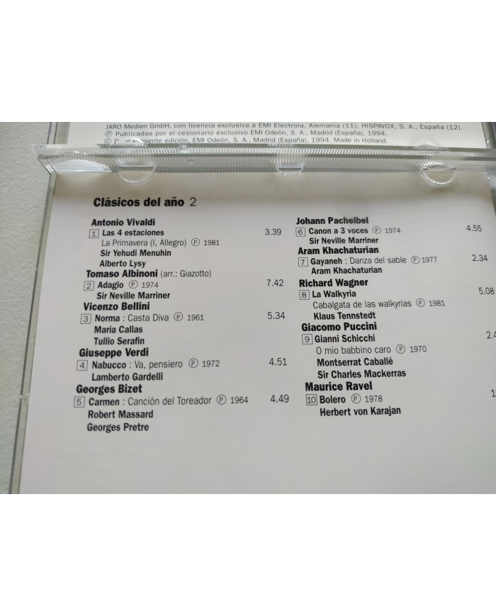 Clasicos del Año Michael Nyman Maria Callas Gorecki Monjes Silos 1994 - 2 x CD