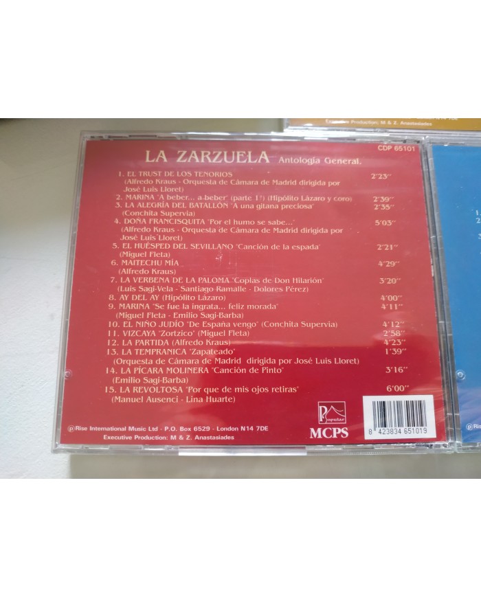 La Zarzuela Antologia General Alfredo Kraus Miguel Fleta - Box 3 x CD Nuevo