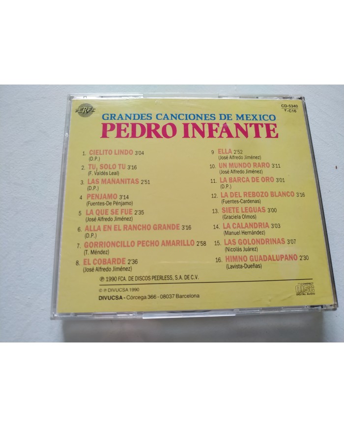 Pedro Infante Grandes Canciones de Mexico Exitos 1990 - CD