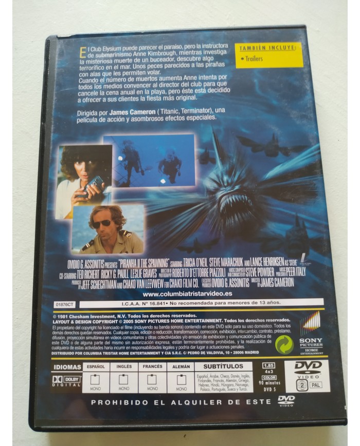 Los Vampiros del Mar Piraña II James Cameron - DVD Español Ingles Region 2