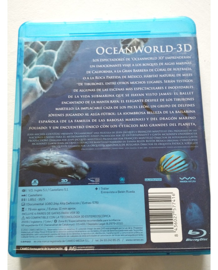 Ocean World 3D Belen Rueda Jean Michel Cousteau - Blu-Ray Español Ingles