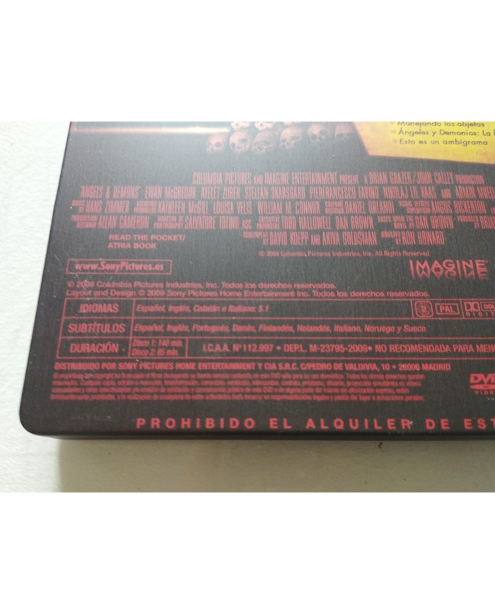 Angeles y Demonios Tom Hanks - 2 x DVD steelbook Español Ingles Region 2
