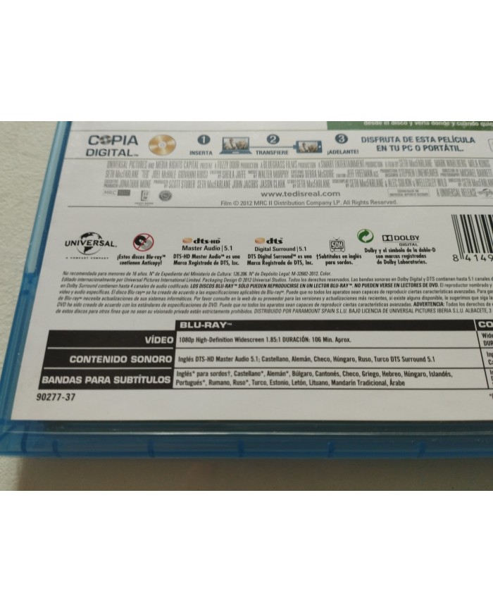 Ted Mark Wahlberg Mila Kunis Seth Macfarlane - Blu-Ray Español Ingles Am