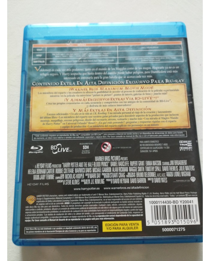 Harry Potter y el Misterio del Principe - 2 x Blu-Ray Español Ingles ESP Am