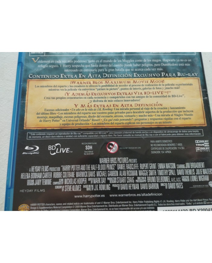 Harry Potter y el Misterio del Principe - 2 x Blu-Ray Español Ingles ESP Am