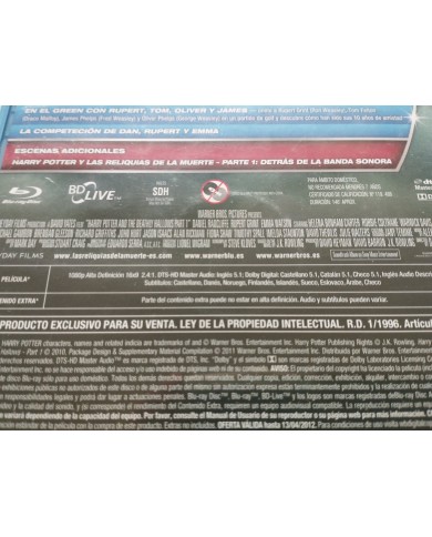 Harry Potter y Las Reliquias de la Muerte Parte 1 2 x Blu-Ray Español Ingles Am Harry Potter y Las Reliquias de la Muerte Parte 1 2 x Blu-Ray Español Ingles Am