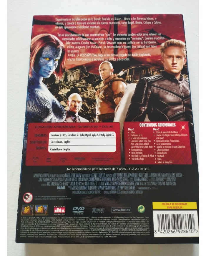 X-Men La Decision Final Hugh Jackman Berry - 2 x DVD Español Ingles Reg 2