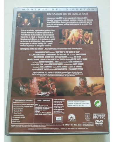 Star Trek II La Ira de Khan Montaje del Director - 2 x DVD Español Ingles Reg 2 Star Trek II La Ira de Khan Montaje del Director - 2 x DVD Español Ingles Reg 2