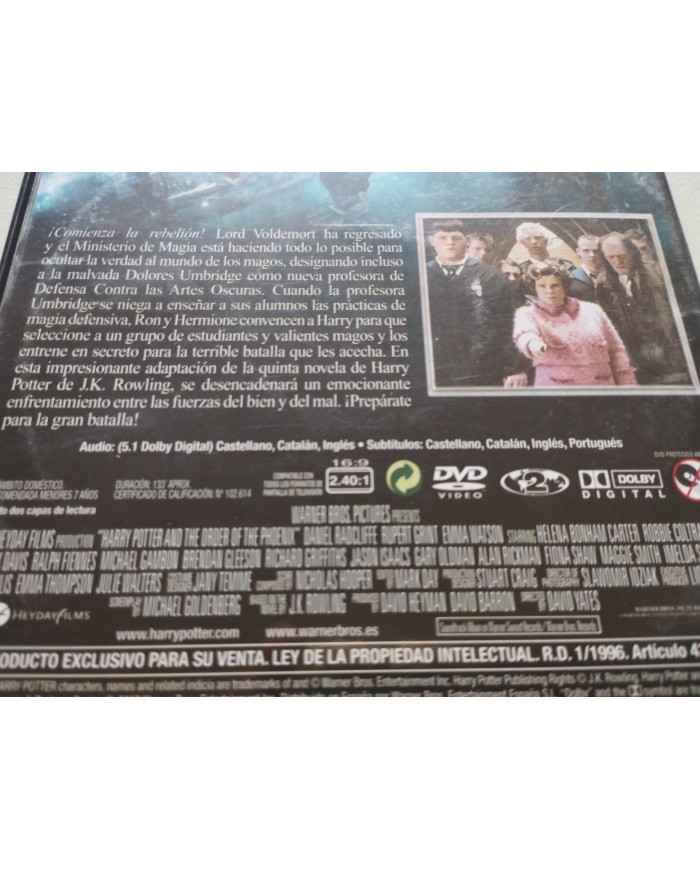 Harry Potter y la Orden del Fenix - DVD Español Ingles Region 2