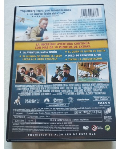 Tintin El Secreto del Unicornio Spielberg - DVD Español Ingles Region 2 Tintin El Secreto del Unicornio Spielberg - DVD Español Ingles Region 2