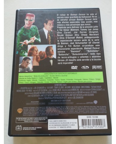 Batman Forever Jim Carrey Tommy Lee Jones - DVD Español Ingles Region 2 Batman Forever Jim Carrey Tommy Lee Jones - DVD Español Ingles Region 2