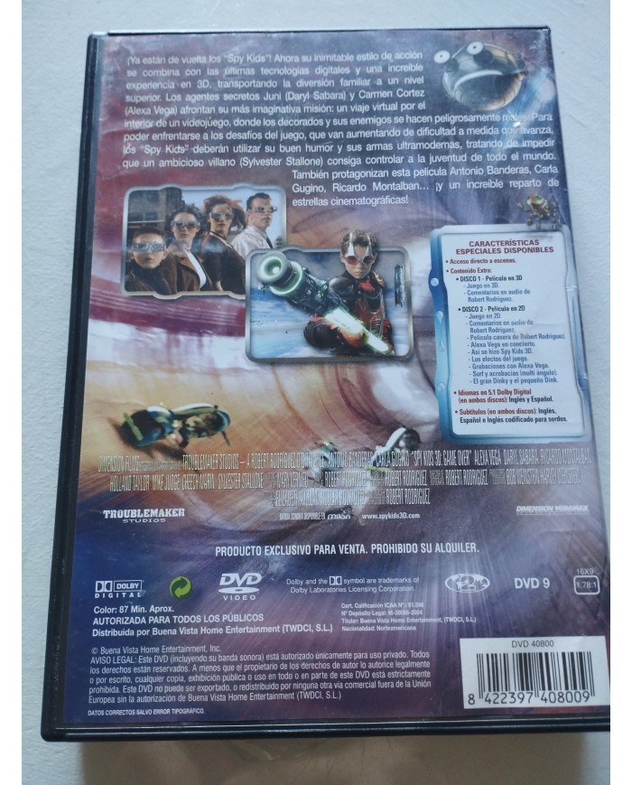 Spy Kids Game Over Antonio Banderas 2 x DVD + Extras Español Ingles Region 2 Am