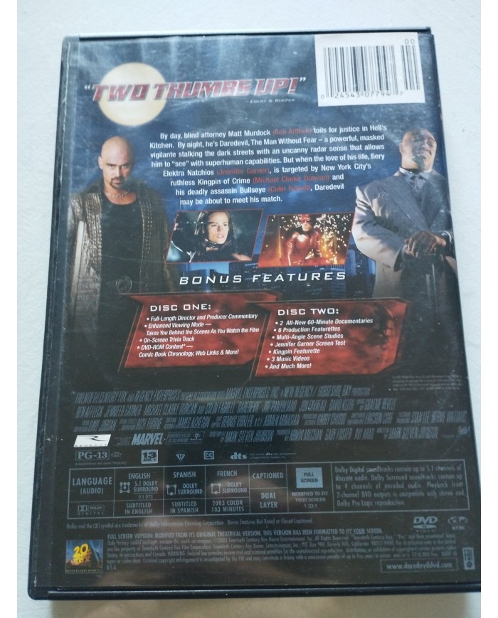 Daredevil Ben Affleck- 2 x DVD Region 1 Español Ingles
