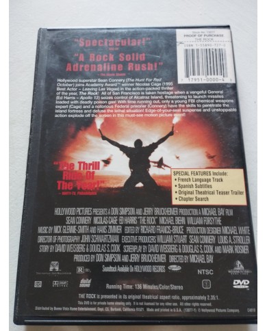 The Rock Sean Connery Nicolas Cage Ed Harris - DVD Region 1 Ingles Español The Rock Sean Connery Nicolas Cage Ed Harris - DVD Region 1 Ingles Español