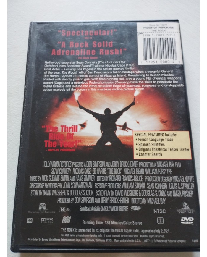 The Rock Sean Connery Nicolas Cage Ed Harris - DVD Region 1 Ingles Español