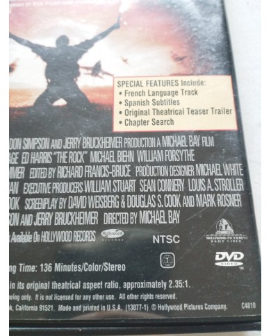 The Rock Sean Connery Nicolas Cage Ed Harris - DVD Region 1 Ingles Español The Rock Sean Connery Nicolas Cage Ed Harris - DVD Region 1 Ingles Español