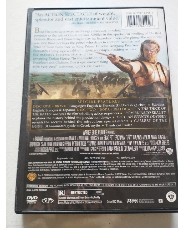 Troy Brad Pitt Eric Bana Orlando Bloom - 2 x DVD Region 1 Ingles Español