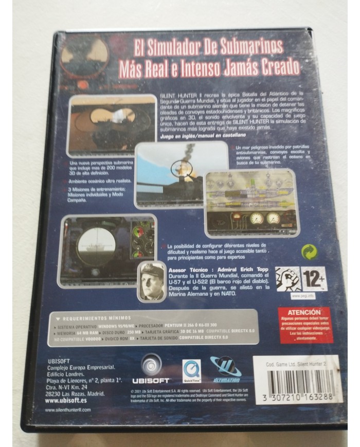 SILENT HUNTER II WWII U-BOAT COM AT SIMULATOR JUEGO PC CD-ROM EDIC ESPAÑA