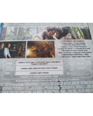 El Amanecer del Planeta de los Simios - Blu-Ray Español Ingles Am El Amanecer del Planeta de los Simios - Blu-Ray Español Ingles Am