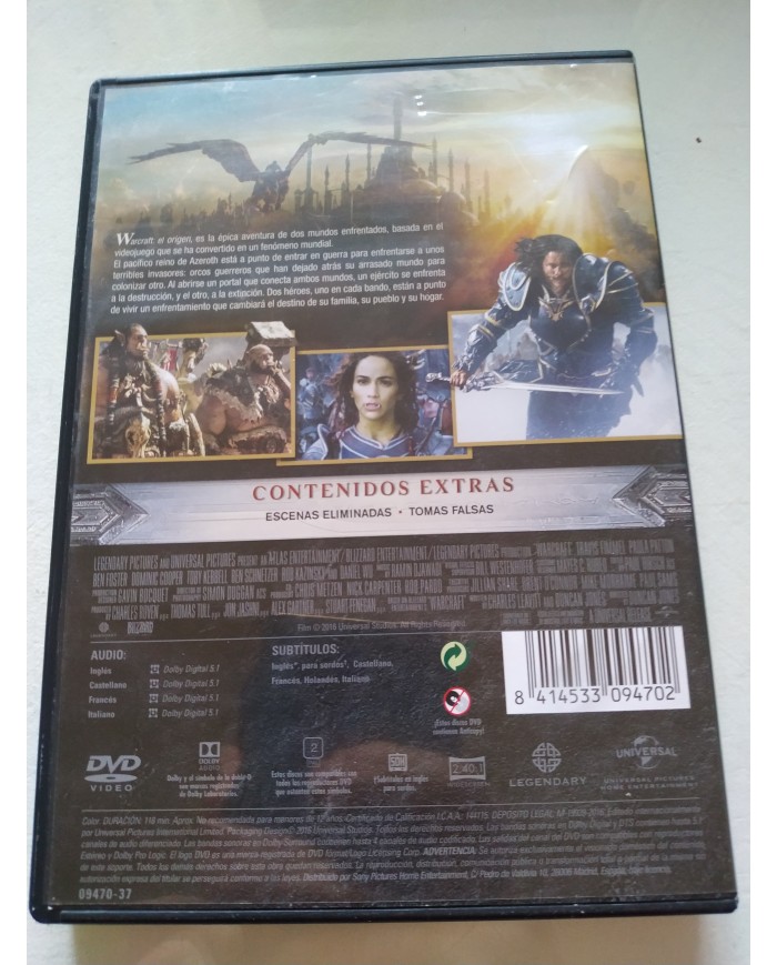 Warcraft El Origen - DVD + Extras Español Ingles Region 2 Am
